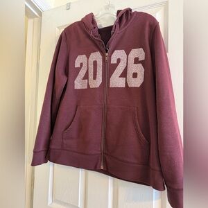 Old Navy Women’s XL Zip Up Hoodie, Maroon with 2026 bling